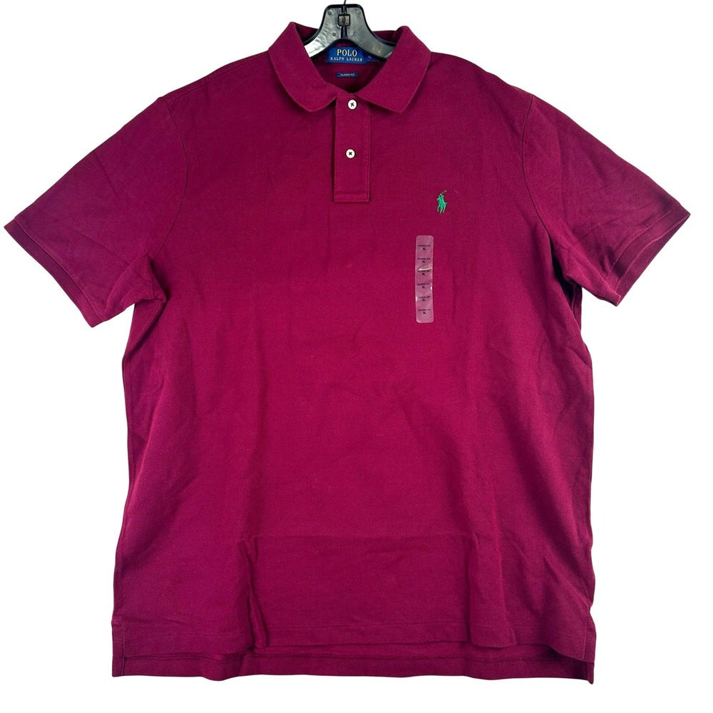 Polo Ralph Lauren Classic Fit Polo Shirt Mens XL Burgundy Short Sleeve Cotton